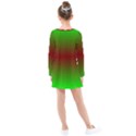 Ombre Green and Red Kids  Long Sleeve Dress View2