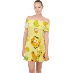 Banana Cichlid Off Shoulder Chiffon Dress by artworkshop