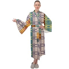 Grungy Vintage Patterns Maxi Velour Kimono by artworkshop