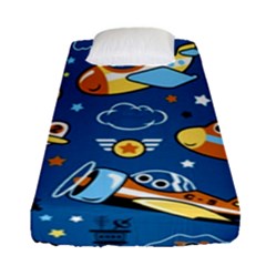 Seamless-pattern-with-nice-planes-cartoon Fitted Sheet (single Size) by Jancukart