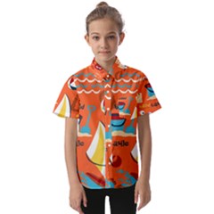 Seamless-pattern-vector-beach-holiday-theme-set Kids  Short Sleeve Shirt by Jancukart