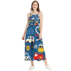 Seamless-pattern-vector-rescue-team-cartoon Boho Sleeveless Summer Dress by Jancukart