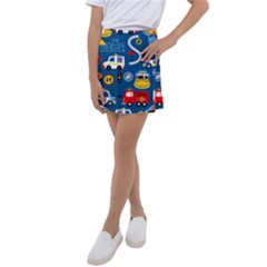 Seamless-pattern-vector-rescue-team-cartoon Kids  Tennis Skirt by Jancukart