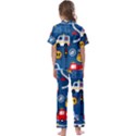 Seamless-pattern-vector-rescue-team-cartoon Kids  Satin Short Sleeve Pajamas Set View2