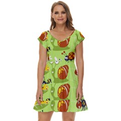 Little-animals-cartoon Short Sleeve Tiered Mini Dress by Jancukart