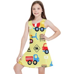 Seamless-pattern-vector-industrial-vehicle-cartoon Kids  Lightweight Sleeveless Dress by Jancukart