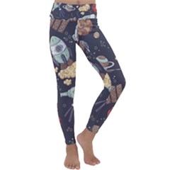 Hand-drawn-pattern-space-elements-collection Kids  Lightweight Velour Classic Yoga Leggings by Jancukart