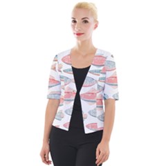 Hand-drawn-seamless-pattern-with-cute-fishes-doodle-style-pink-blue-colors Cropped Button Cardigan by Jancukart