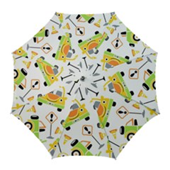 Seamless-pattern-vector-illustration-vehicles-cartoon Golf Umbrellas by Jancukart