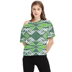 Abstract Pattern Geometric Backgrounds  One Shoulder Cut Out Tee by Eskimos