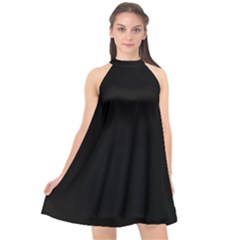 Black Plain Halter Neckline Chiffon Dress  by FunDressesShop