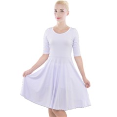 White Plain Quarter Sleeve A-line Dress by FunDressesShop