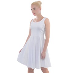 White Plain Knee Length Skater Dress by FunDressesShop