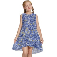 Uruguay Flag Motif Pattern Kids  Frill Swing Dress by dflcprintsclothing