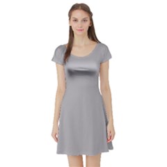 Gray Plain Short Sleeve Skater Dress by FunDressesShop