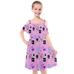 Micro Pink Goth Kids  Cut Out Shoulders Chiffon Dress by NerdySparkleGoth