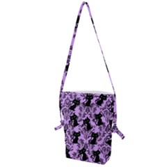 Purple Cats Folding Shoulder Bag by NerdySparkleGoth