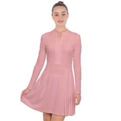 Pink Plain Long Sleeve Panel Dress by FunDressesShop