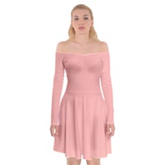 Pink Plain Off Shoulder Skater Dress by FunDressesShop