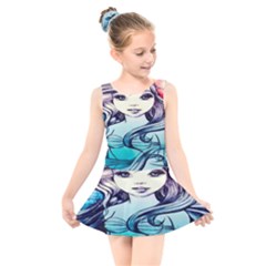 Beautifull Ariel Little Mermaid  Painting Kids  Skater Dress Swimsuit by artworkshop