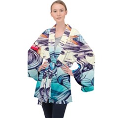 Beautifull Ariel Little Mermaid  Painting Long Sleeve Velvet Kimono  by artworkshop