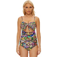 Character Disney Stained Knot Front One-piece Swimsuit by artworkshop