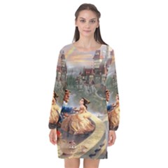 Beauty And The Beast Castle Long Sleeve Chiffon Shift Dress  by artworkshop