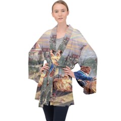 Beauty And The Beast Castle Long Sleeve Velvet Kimono  by artworkshop