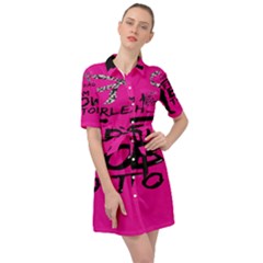 Bow To Toe Cheer Belted Shirt Dress by artworkshop