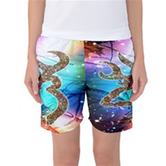 Browning Deer Glitter Galaxy Women s Basketball Shorts by artworkshop