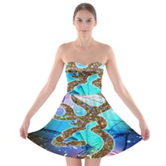 Browning Deer Glitter Galaxy Strapless Bra Top Dress by artworkshop