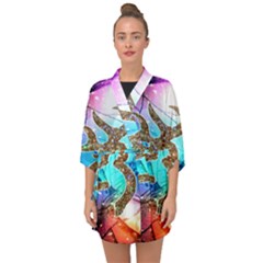 Browning Deer Glitter Galaxy Half Sleeve Chiffon Kimono by artworkshop