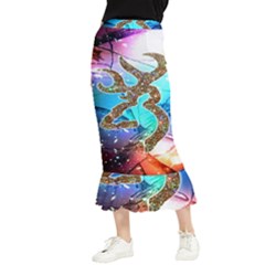 Browning Deer Glitter Galaxy Maxi Fishtail Chiffon Skirt by artworkshop