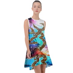 Browning Deer Glitter Galaxy Frill Swing Dress by artworkshop