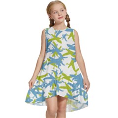 Birds Silhouette Motif Random Pattern Kids  Frill Swing Dress by dflcprintsclothing