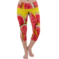 Watermelon Capri Yoga Leggings by artworkshop