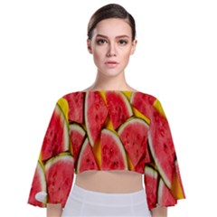 Watermelon Tie Back Butterfly Sleeve Chiffon Top by artworkshop