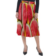 Watermelon Classic Velour Midi Skirt  by artworkshop