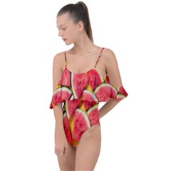 Watermelon Drape Piece Swimsuit by artworkshop