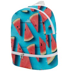 Watermelon Blue Background Zip Bottom Backpack by artworkshop