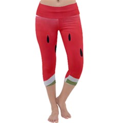 Watermelon Pillow Fluffy Capri Yoga Leggings by artworkshop