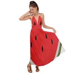 Watermelon Pillow Fluffy Backless Maxi Beach Dress by artworkshop