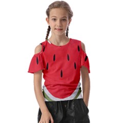 Watermelon Pillow Fluffy Kids  Butterfly Cutout Tee by artworkshop