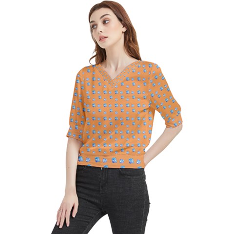 Floral Art Quarter Sleeve Blouse by Sparkle