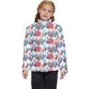 Flowers Diamonds Pattern Kids  Puffer Bubble Jacket Coat View1