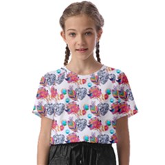 Flowers Diamonds Pattern Kids  Basic Tee by Sparkle