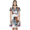 Modern Art Short Sleeve Waist Detail Dress View1