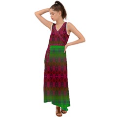 Synchronicity Sings V-neck Chiffon Maxi Dress by Thespacecampers