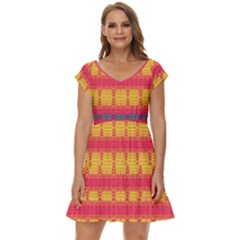 Tranquil Peaches Short Sleeve Tiered Mini Dress by Thespacecampers