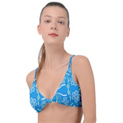 Folk Flowers Print Floral Pattern Ethnic Art Knot Up Bikini Top by Eskimos